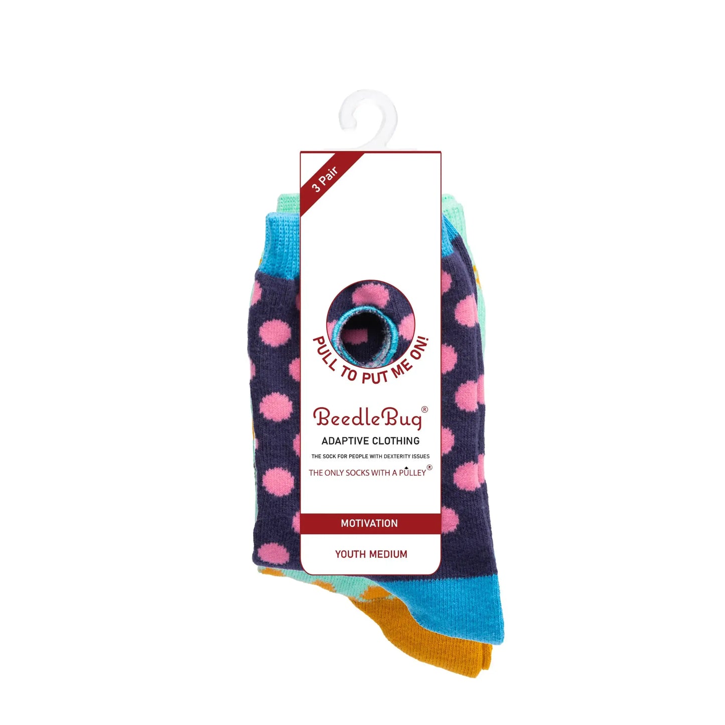 Youth Medium Motivation 3 pair pack - Beedlebug Socks