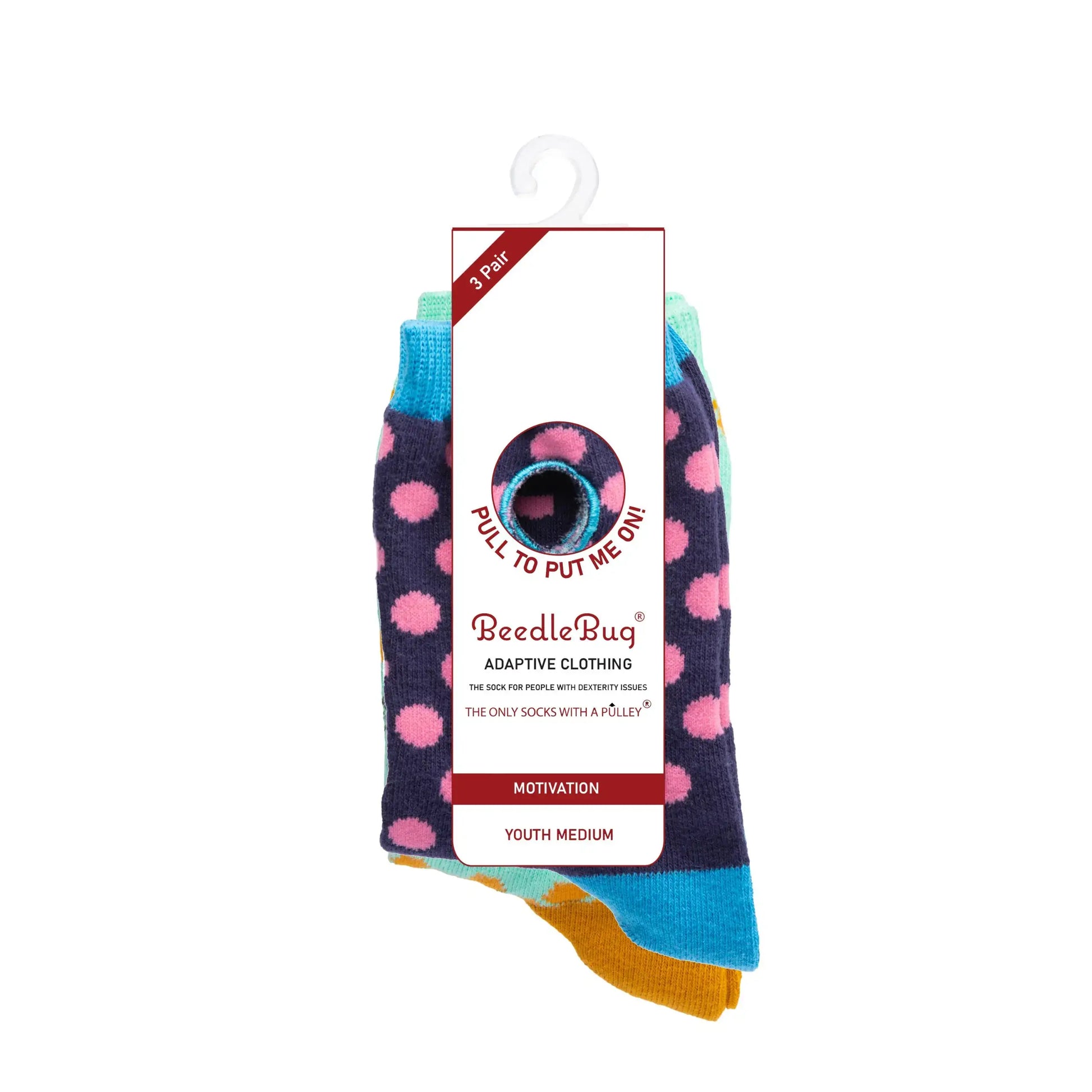 Youth Medium Motivation 3 pair pack - Beedlebug Socks